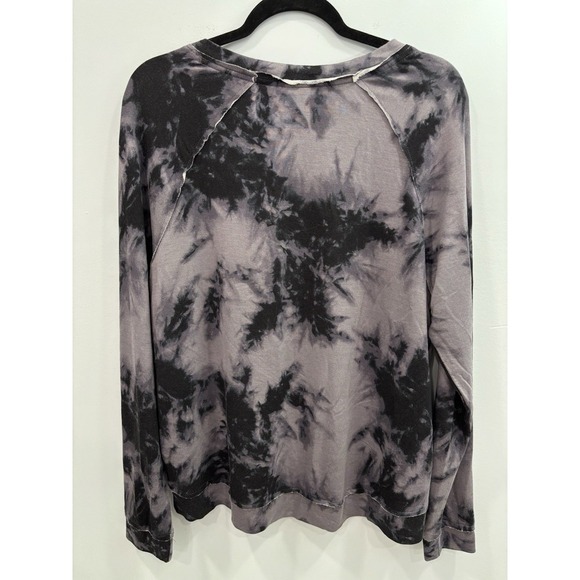 Mudd Tie Dye Lace Up Long Sleeve Top Gray Black Size Large Boho Grunge - Picture 5 of 10